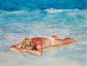 Washed ashore I/Mexican Blues, watercolour 19x28cm (1997) - Sold