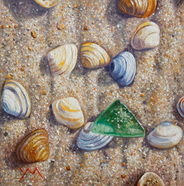Washed Ashore/North Sea Beach V, oil on panel, 15 x 15 cm (2014) - Sold