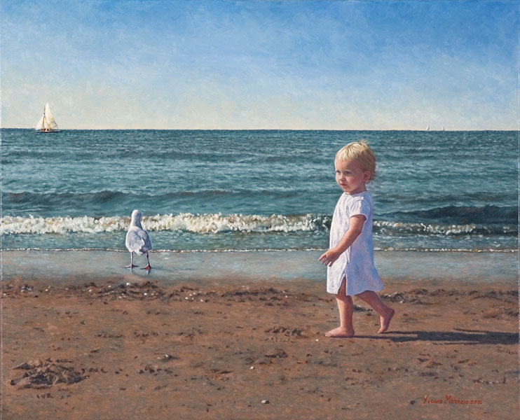 Britt in Noordwijk/North Sea Blues (2005) (by commission), oil on linen, 50 x 66 cm - in a private collection