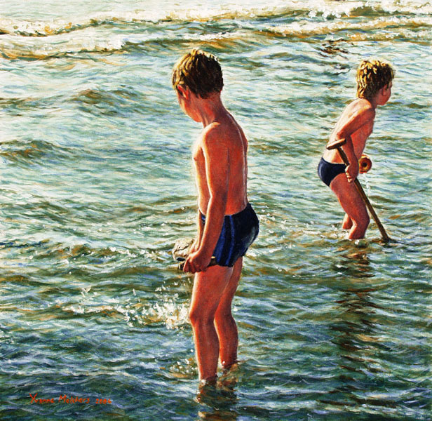 Brothers/North Sea Blues (2004), acrylic on panel, 34 x 35 cm - Sold