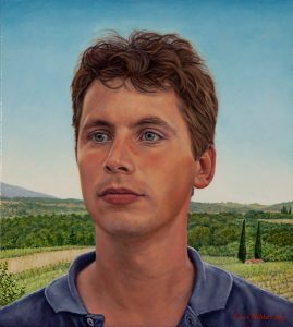 Edoardo, nr. 3 of the triptych 'An Italian Family' (2003, by commission), oil on linen, 36 x 40 cm - Sold - A digitized version of this painting is going to be launched to the moon, see my news page!