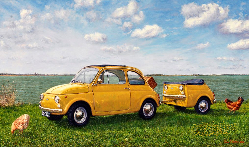 Yvonne Melchers, Enrico's Fiat 500 (2012, by commission) - oil on linen - 60 x 100 cm - Sold
