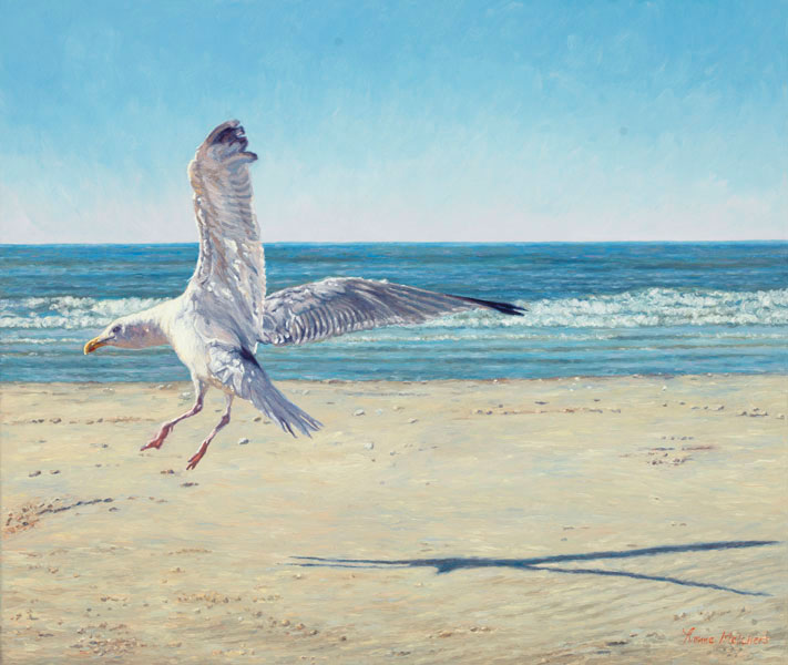 Happy Landing/North Sea Blues, oil on linen, 50 x 56 cm (2012) - Sold