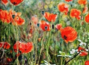 I papaveri della Toscana II (2001), watercolour 27.5 x 36.5 cm - Sold