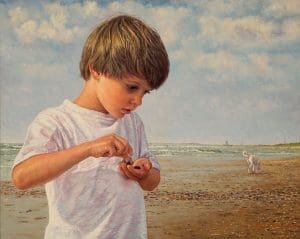 Jan in Bloemendaal/North Sea Blues (2007, by commission), oil on linen, 60 x 75 cm - Sold