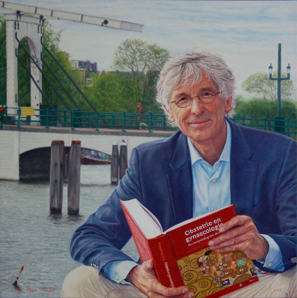 Prof. Dr. Maas Jan Heineman, oil on linen, 65 x 65 cm (2018) Collection Academic Medical Centre Amsterdam (Obstetrics&Gynaecology)