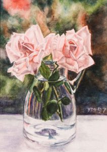 Marion's roses (1997), watercolour 16,5 x 12 cm - In a private collection