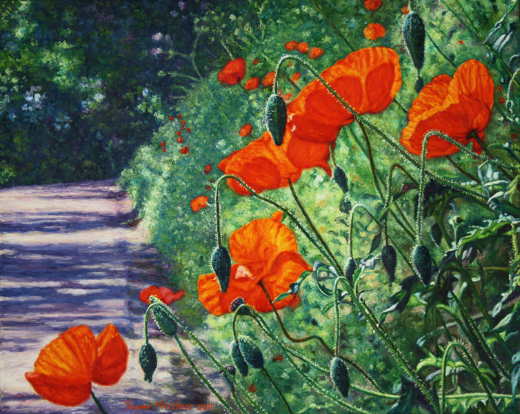 Yvonne Melchers, Nel Giardino della Toscana IV/Poppies for Christa (2011 by commission) - oil on linen - 40 x 50 cm - Sold