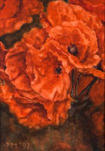 Poppies (1997), watercolour 13,5 x 9,5 cm - Sold