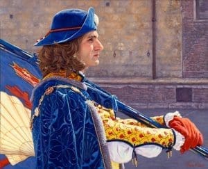 Siena Palio XIII (Nicchio/Scallop) (2016), oil on panel 65 x 80 cm (Finalist in ARC International Salon 2020) - A digitized version of this painting is going to be launched to the moon, see my news page!