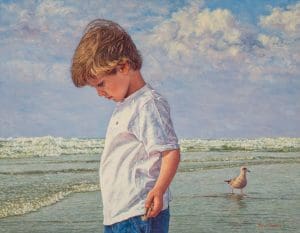 The Shell Seekers/North Sea Blues, oil on linen, 70 x 90 cm. - Euro 4450