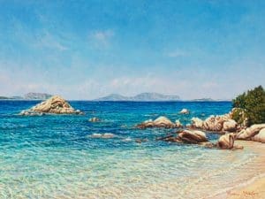 A Cala Ghjlgolu/Mediterranean Blues, acrylisc on panel 30x40cm. Euro 1795 30x40cm (Beschikbaar bij Galerie Autrevue, The Netherlands)