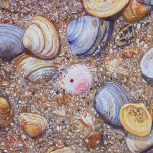 Washed Ashore/North Sea Beach VIII, oil on panel 15 x 15 cm (2016) - Sold