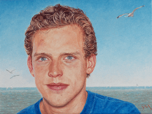 Sander@25yrs (2014), oil on linen 30 x 40 cm - collection Yvonne Melchers