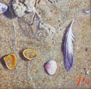 Washed Ashore/North Sea Beach III (2013), oil on panel, 15 x 15 cm